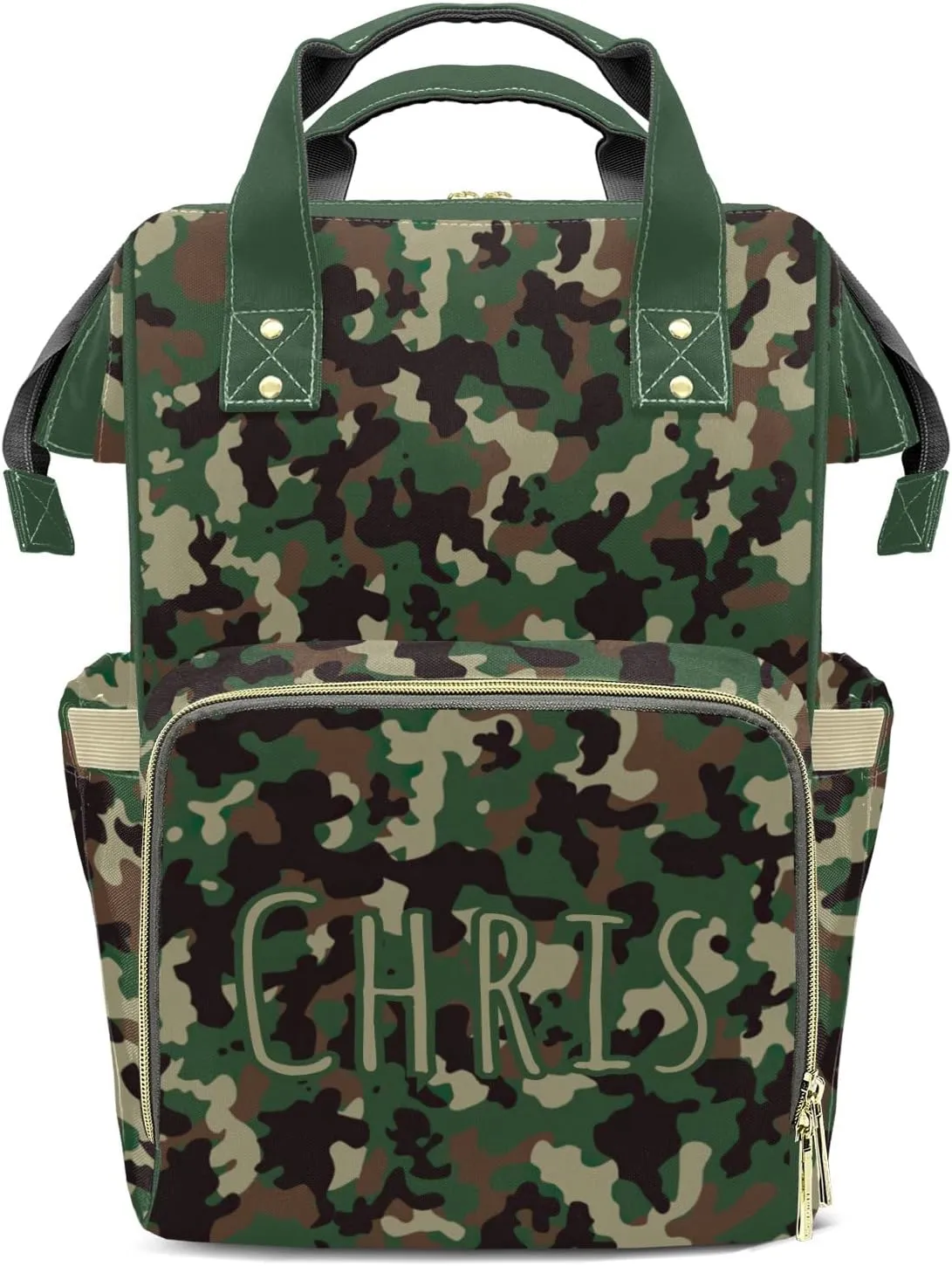 Personalized Camouflage Diaper Bag Shoulder Backpacks with Name Nursing Bags for Boys Girls
