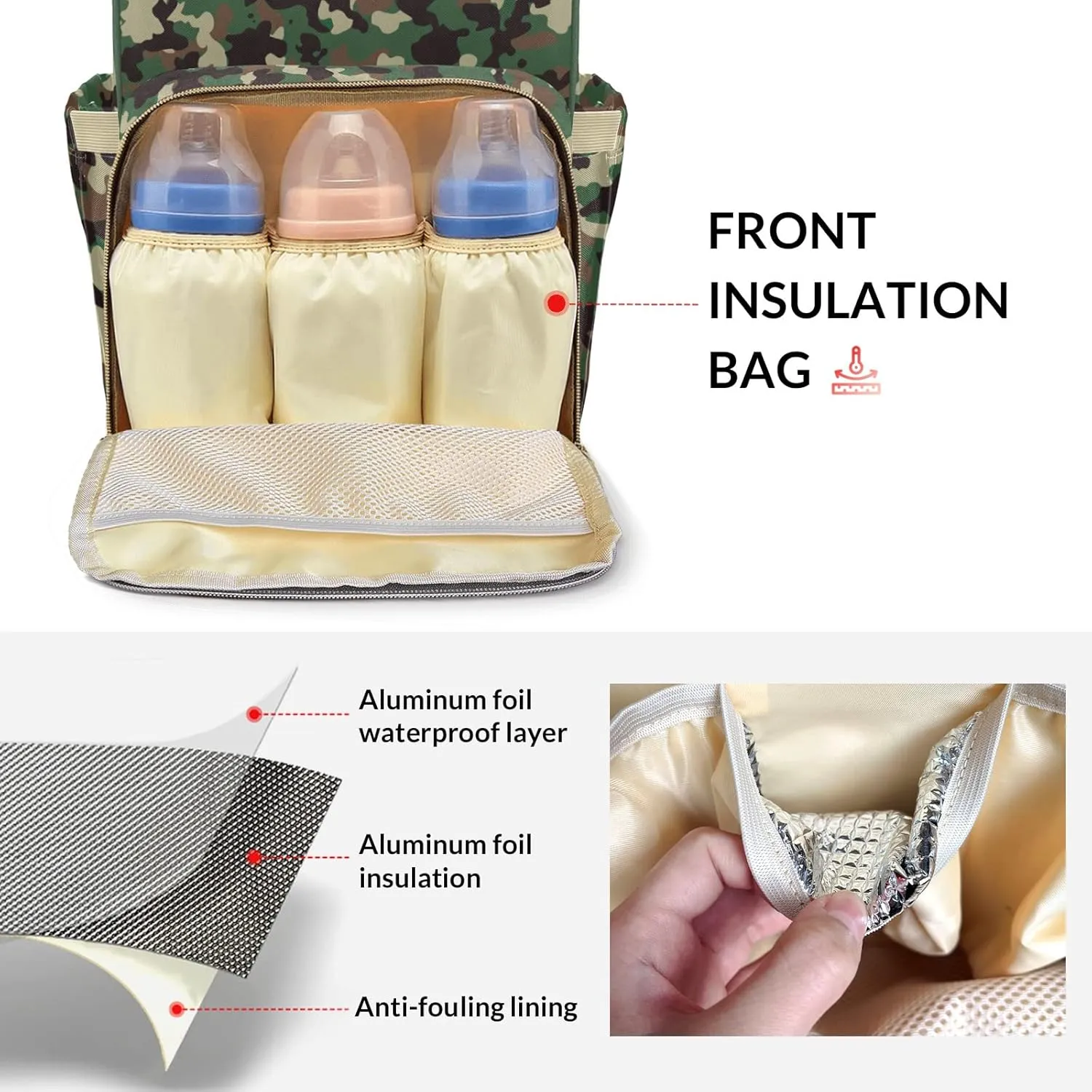 Personalized Camouflage Diaper Bag Shoulder Backpacks with Name Nursing Bags for Boys Girls