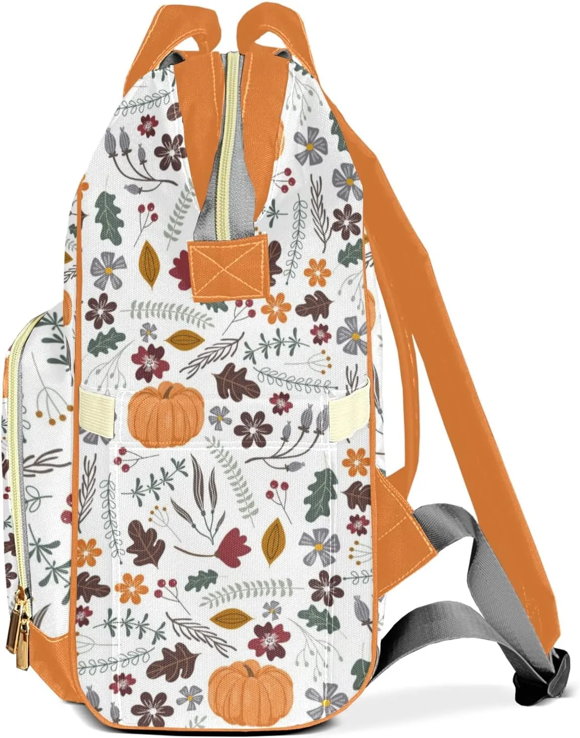 Personalized Pumpkin Thanksgiving Diaper Bag Shoulder Backpacks with Name Nursing Bags for Boys Girls