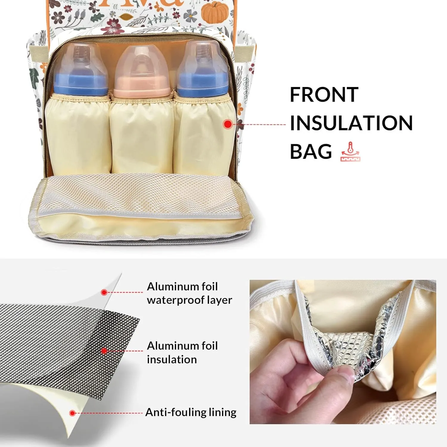 Personalized Pumpkin Thanksgiving Diaper Bag Shoulder Backpacks with Name Nursing Bags for Boys Girls