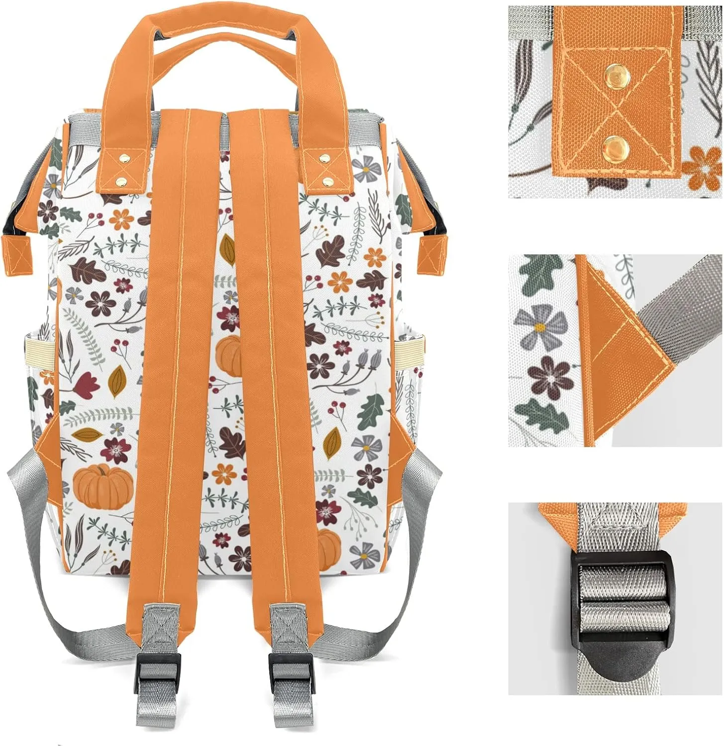 Personalized Pumpkin Thanksgiving Diaper Bag Shoulder Backpacks with Name Nursing Bags for Boys Girls