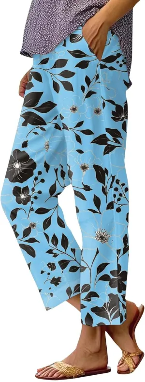 Plus Size Pants for Women Baggy Trendy Summer Relaxed Fit 2025 Palazzo Casual High Waist Trousers