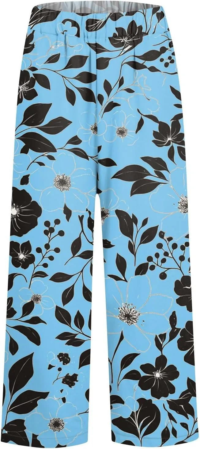 Plus Size Pants for Women Baggy Trendy Summer Relaxed Fit 2025 Palazzo Casual High Waist Trousers