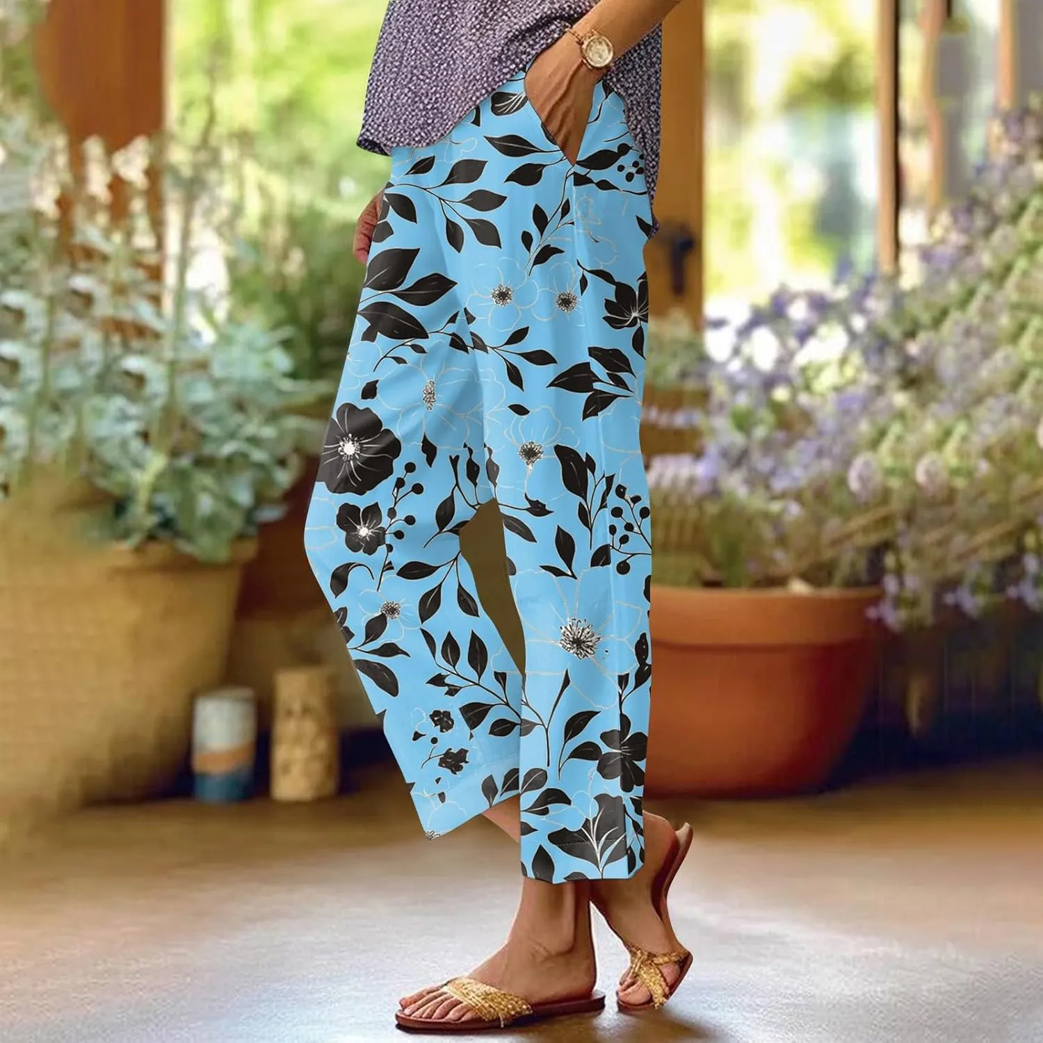 Plus Size Pants for Women Baggy Trendy Summer Relaxed Fit 2025 Palazzo Casual High Waist Trousers