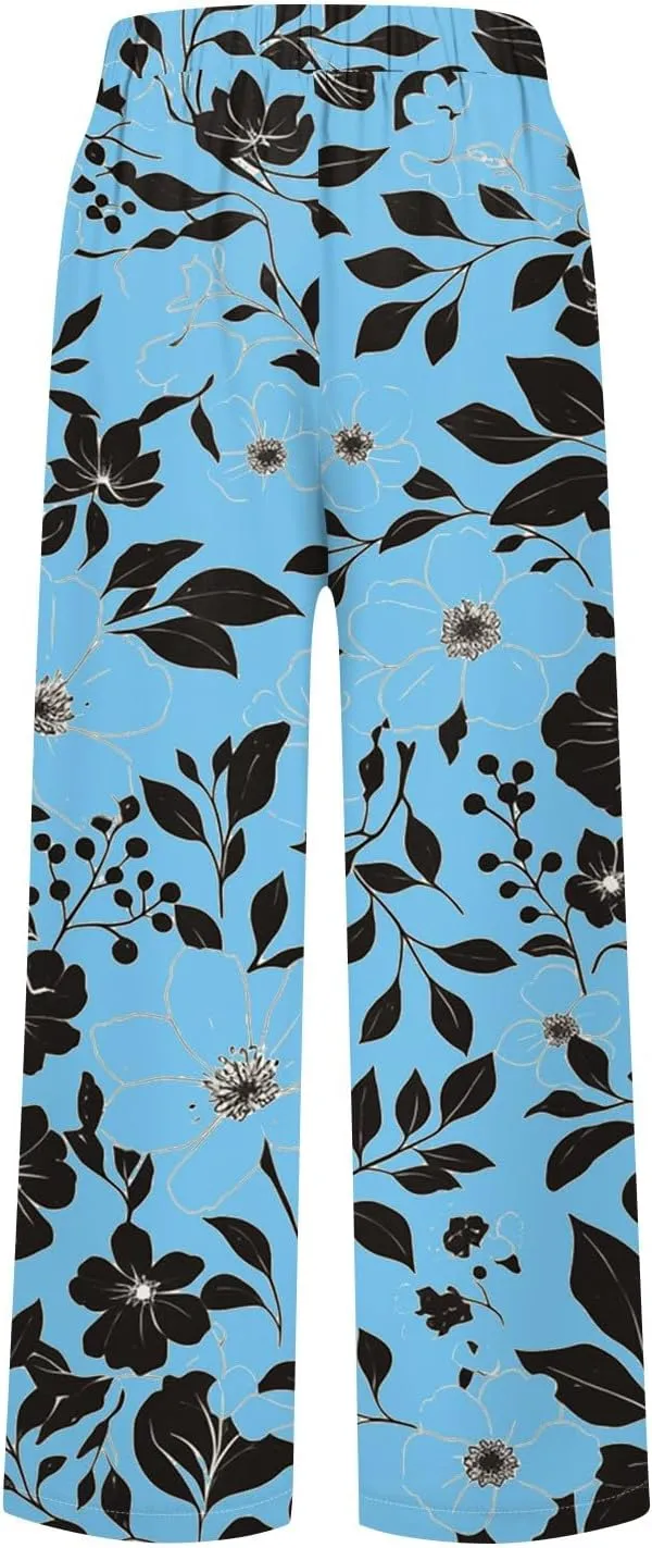 Plus Size Pants for Women Baggy Trendy Summer Relaxed Fit 2025 Palazzo Casual High Waist Trousers