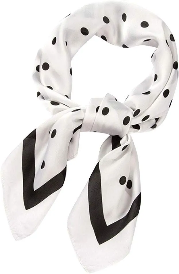Polka Ribbon Kerchief Scarves Scarf Scarf Women Dot 70x70cm Neck Scarf Scarf Women for Winter (White, 70X70cm)