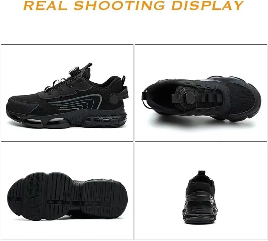 Prestivos Shoes, Steel Toe Safety Work Shoes,Anti-Slip Lightweight Puncture Proof Steel Toe Sneakes, Comfortable Smash Stab Resistant Air Cushion