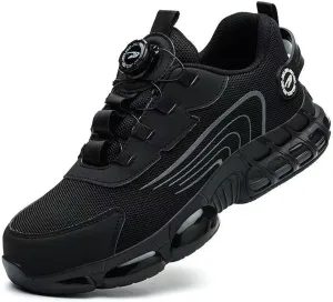 Prestivos Steel Toe Shoes: Men's Work Shoes, Anti-Slip, Puncture-Resistant, Steel Toe, Air Cushion, Black, Gray