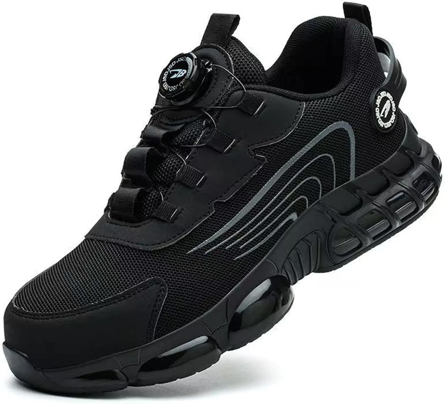 Prestivos Steel Toe Shoes: Men's Work Shoes, Anti-Slip, Puncture-Resistant, Steel Toe, Air Cushion, Black, Gray