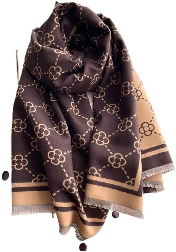 Print Winter Scarf Cashmere Thicken Warm Women Shawl Pashmina Female Foulard Wrap HIjab Neckerchief