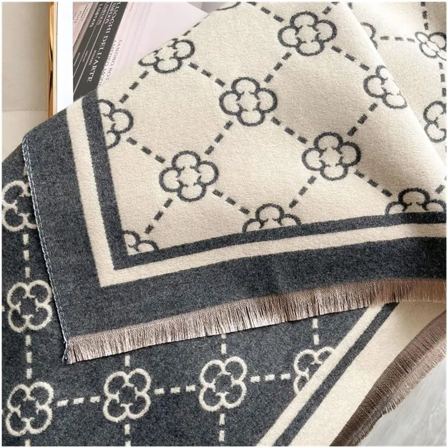 Print Winter Scarf Cashmere Thicken Warm Women Shawl Pashmina Female Foulard Wrap HIjab Neckerchief