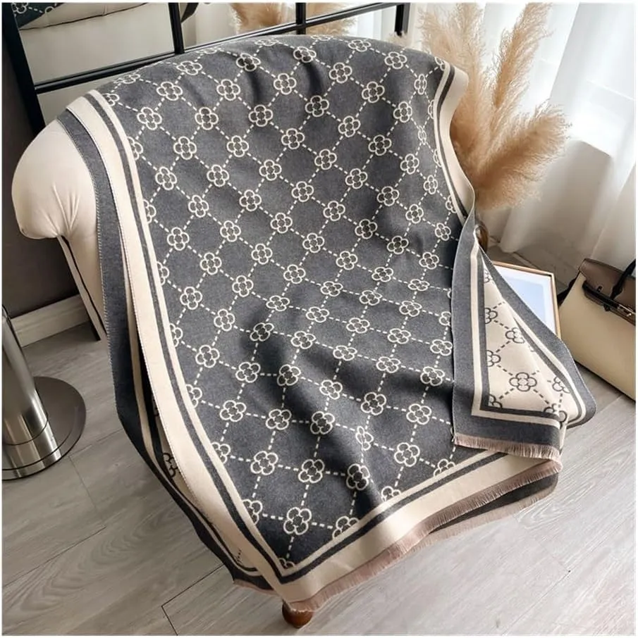 Print Winter Scarf Cashmere Thicken Warm Women Shawl Pashmina Female Foulard Wrap HIjab Neckerchief