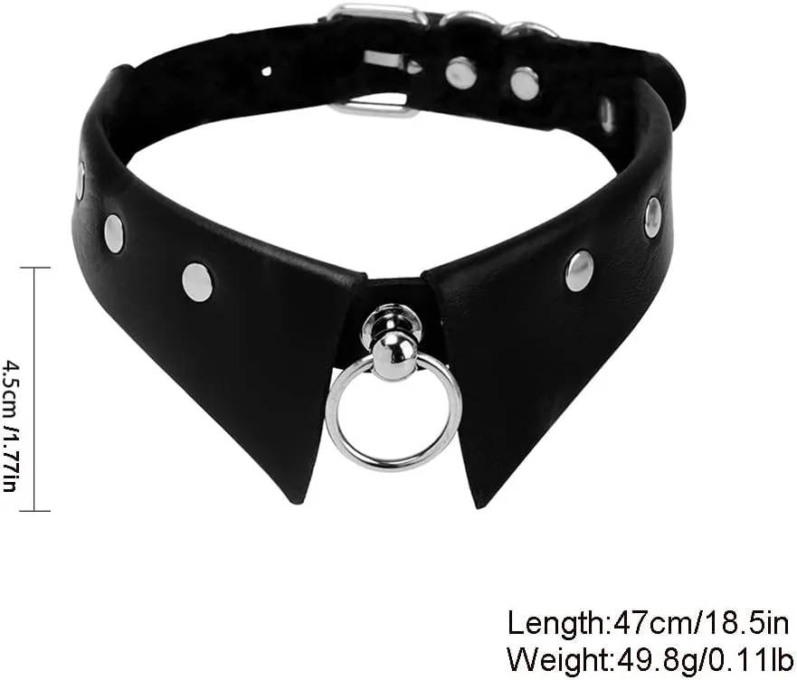 PU Black Leather Necklace, Gothic Dark Style Choker For Women, Punk Rock Style Choker Choker Necklace, Metal Rivet Chain Girl Gift