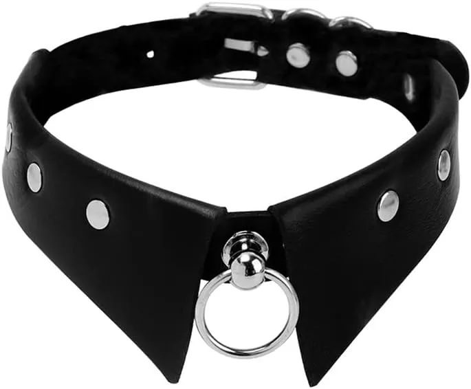 PU Black Leather Necklace, Gothic Dark Style Choker For Women, Punk Rock Style Choker Choker Necklace, Metal Rivet Chain Girl Gift