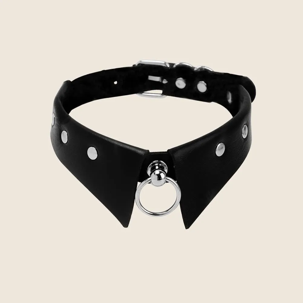 PU Black Leather Necklace, Gothic Dark Style Choker For Women, Punk Rock Style Choker Choker Necklace, Metal Rivet Chain Girl Gift