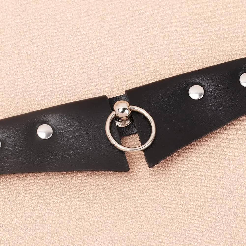PU Black Leather Necklace, Gothic Dark Style Choker For Women, Punk Rock Style Choker Choker Necklace, Metal Rivet Chain Girl Gift