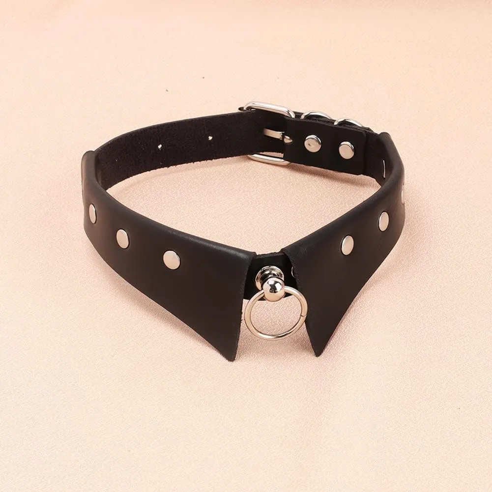 PU Black Leather Necklace, Gothic Dark Style Choker For Women, Punk Rock Style Choker Choker Necklace, Metal Rivet Chain Girl Gift