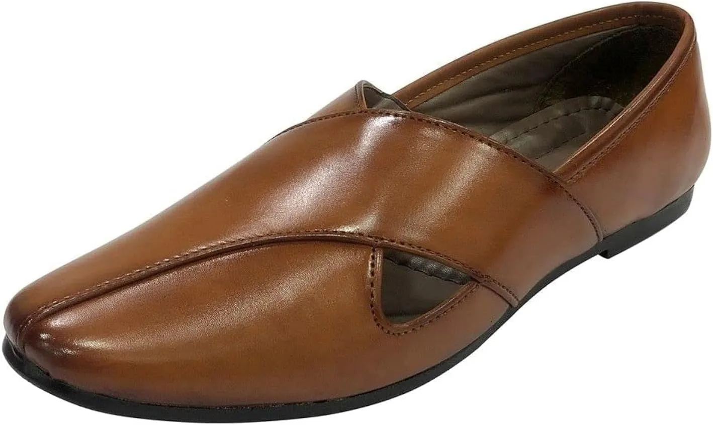 Punajbi Jutti for Men Sherwani Jutti Groom Shoes Tan Indian Shoes Breathable Loafers