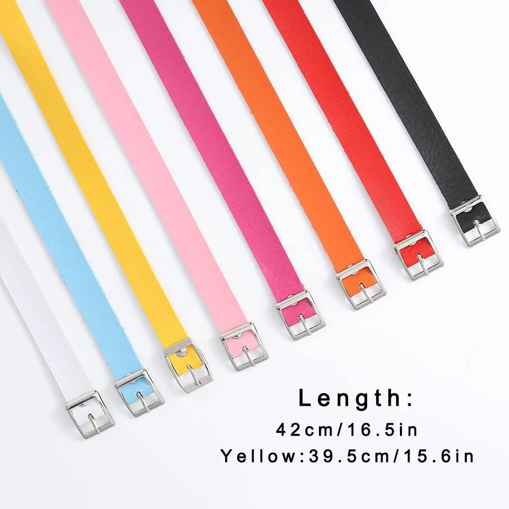 Punk Leather Choker PU Necklace Gothic Chokers Soft Collar Chain Rave Party Necklaces for Women (white)