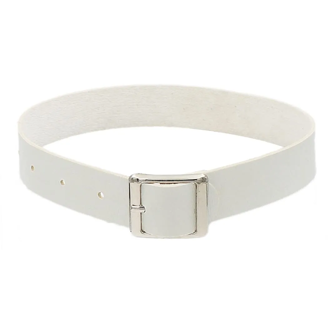 Punk Leather Choker PU Necklace Gothic Chokers Soft Collar Chain Rave Party Necklaces for Women (white)