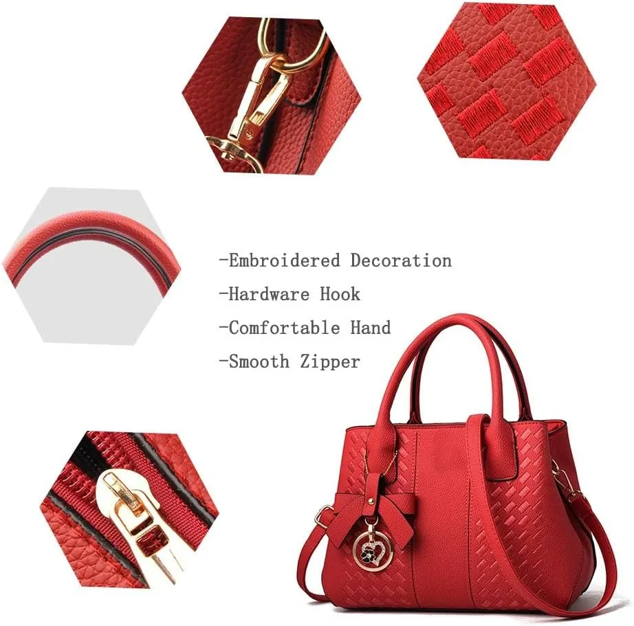 Purses And Handbags For Women Fashion Ladies Solid Color Pu Leather Top Handle Satchel Cross Body Shoulder Tote Bag