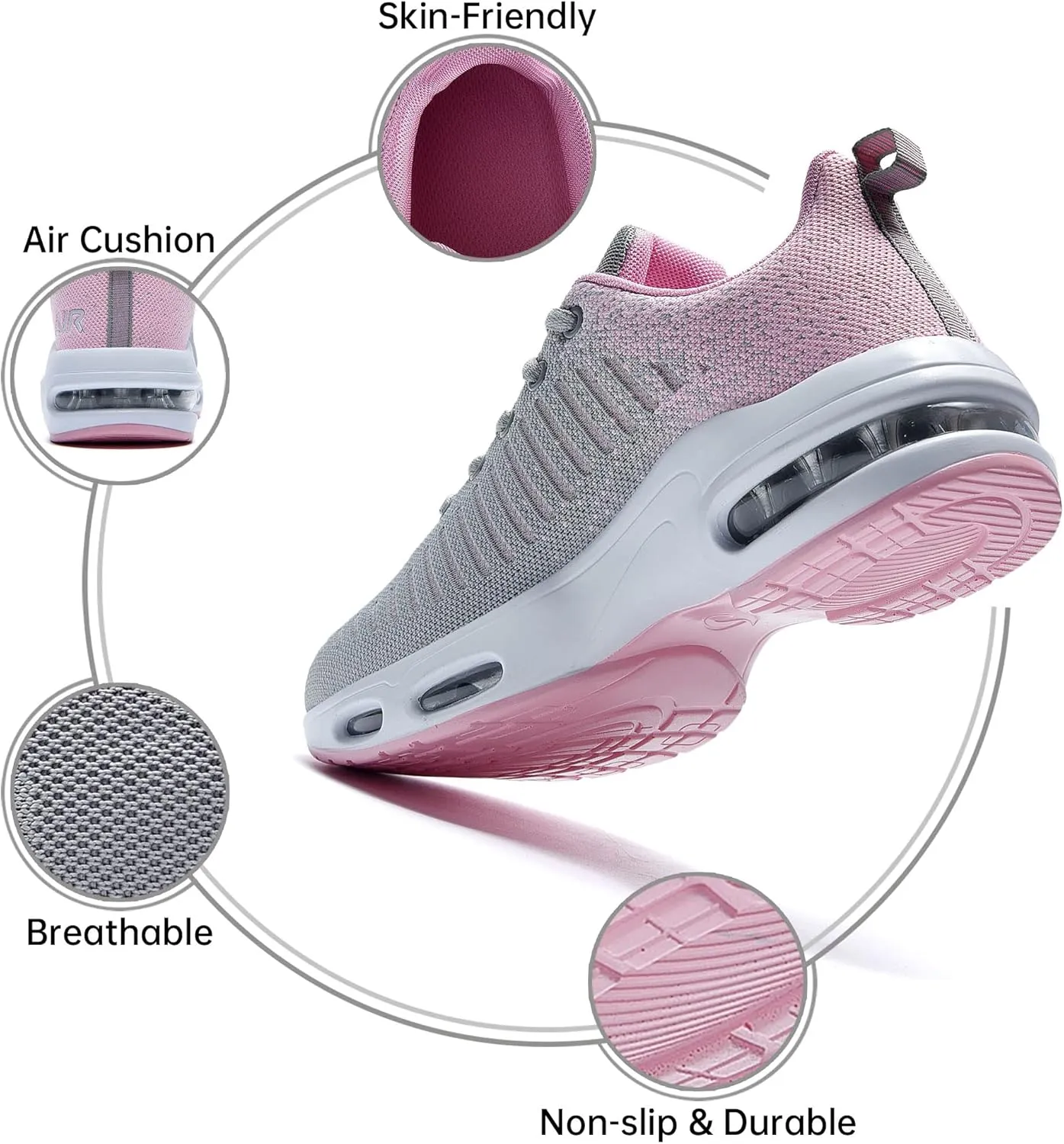 QAUPPE Womens Fashion Lightweight Air Sports Walking Sneakers Breathable Gym Jogging Running Tennis Shoes US 5.5-11 B(M)