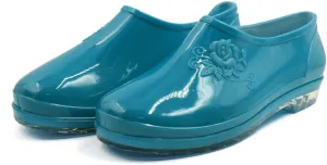 Qtqgoitem Blue US 6.5 PVC Low Heel Anti- Waterproof Rain Boots Wellies Ankle Shoes for Ladies (Model: 913 c5e 6c8 c90 4b8)