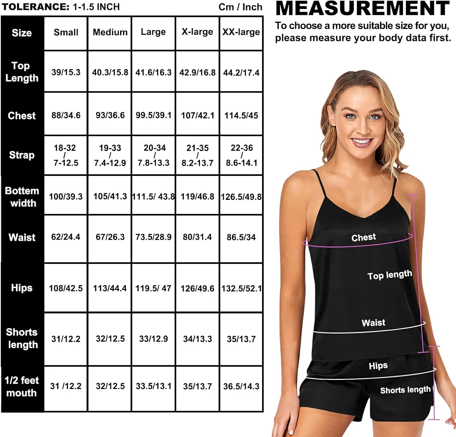 QUGRL Women Cami Pajama Set 2 Pieces Satin Short PJ Set Soft Sleepwear Nightwear Loungewear S-XXL