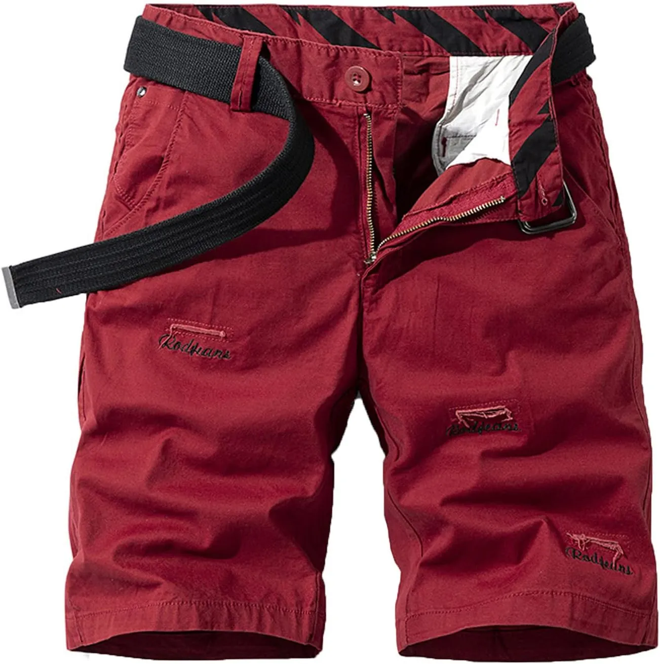 Red Shorts for Men 2023 Stylish Buckle Zipper Utility Cargo Shorts with Pockets Outdoor Sport Tooling Shorts