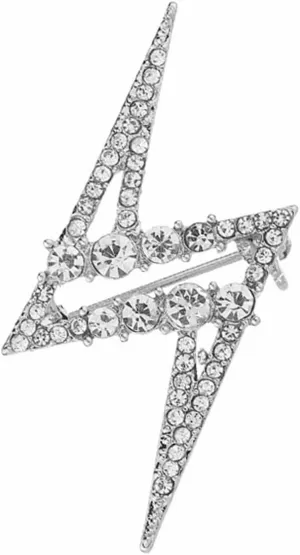 Rhinestone Lightning Bolt Brooch Pins Gold Silver Plated Dainty Thunder Flash Sparkly Crystal Cubic Zirconia Lapel Pins for Women Men Hip Hop Dress Suit Badge Clothing Fashion Jewelry Accessories