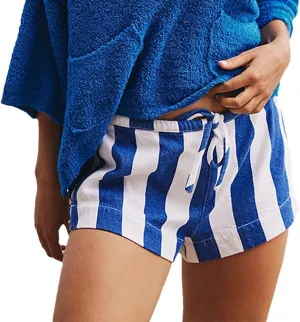 RICHTRUE Striped Boxer Shorts Women Poplin Linen Y2k Shorts Pj Casual Summer Shorts Bottom Pajama Shorts Trendy 2024