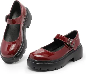 Ruiatoo Women's Mary Janes Shoes for Women Platform Low Heel Chunky Pumps Round Toe Oxford Dress Shoes