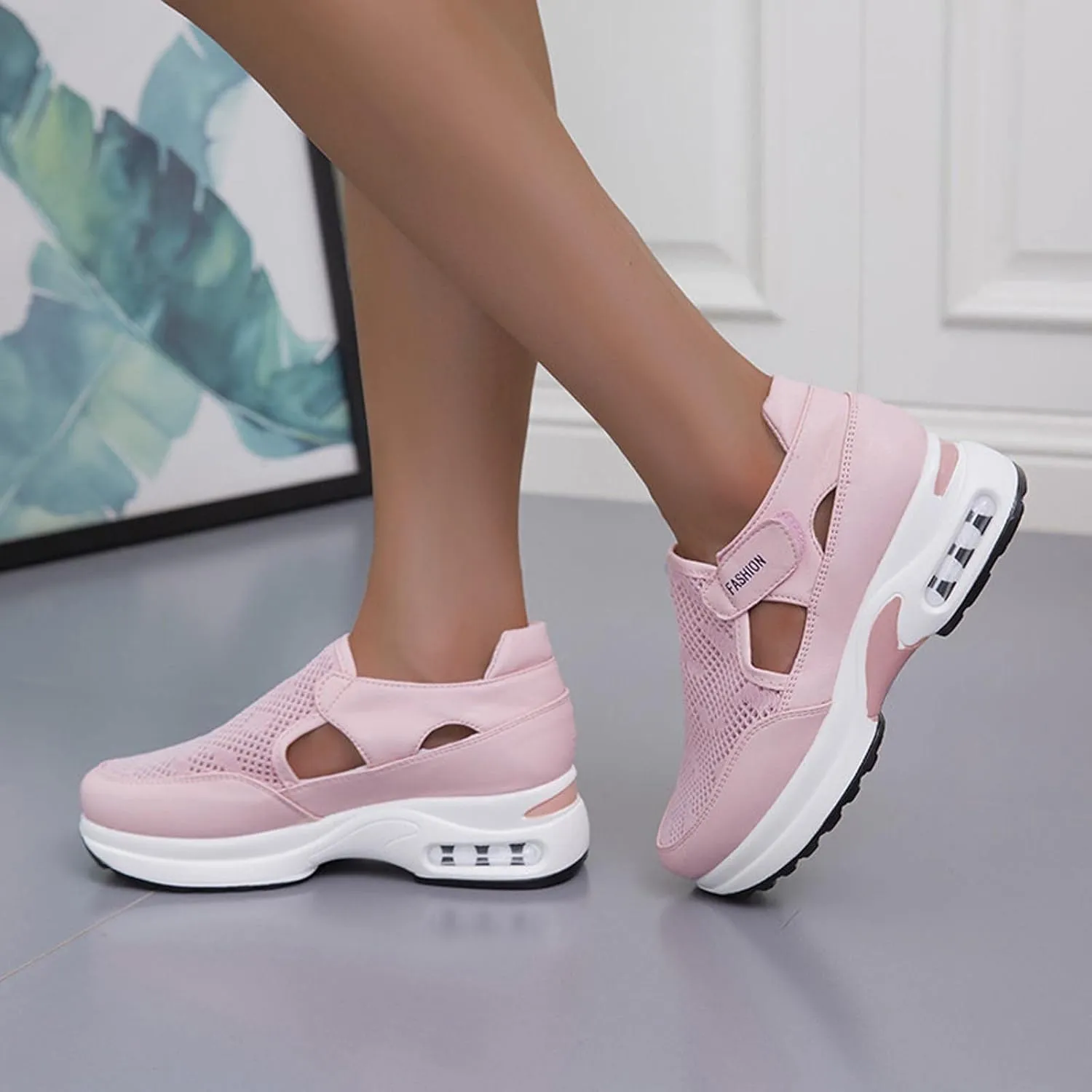 Running Shoes for Women Trendy Hollow Out Sneakers Slip on Canvas Shoe Fashion Casual Summer Comfy Walking Platform Loafers Footwear