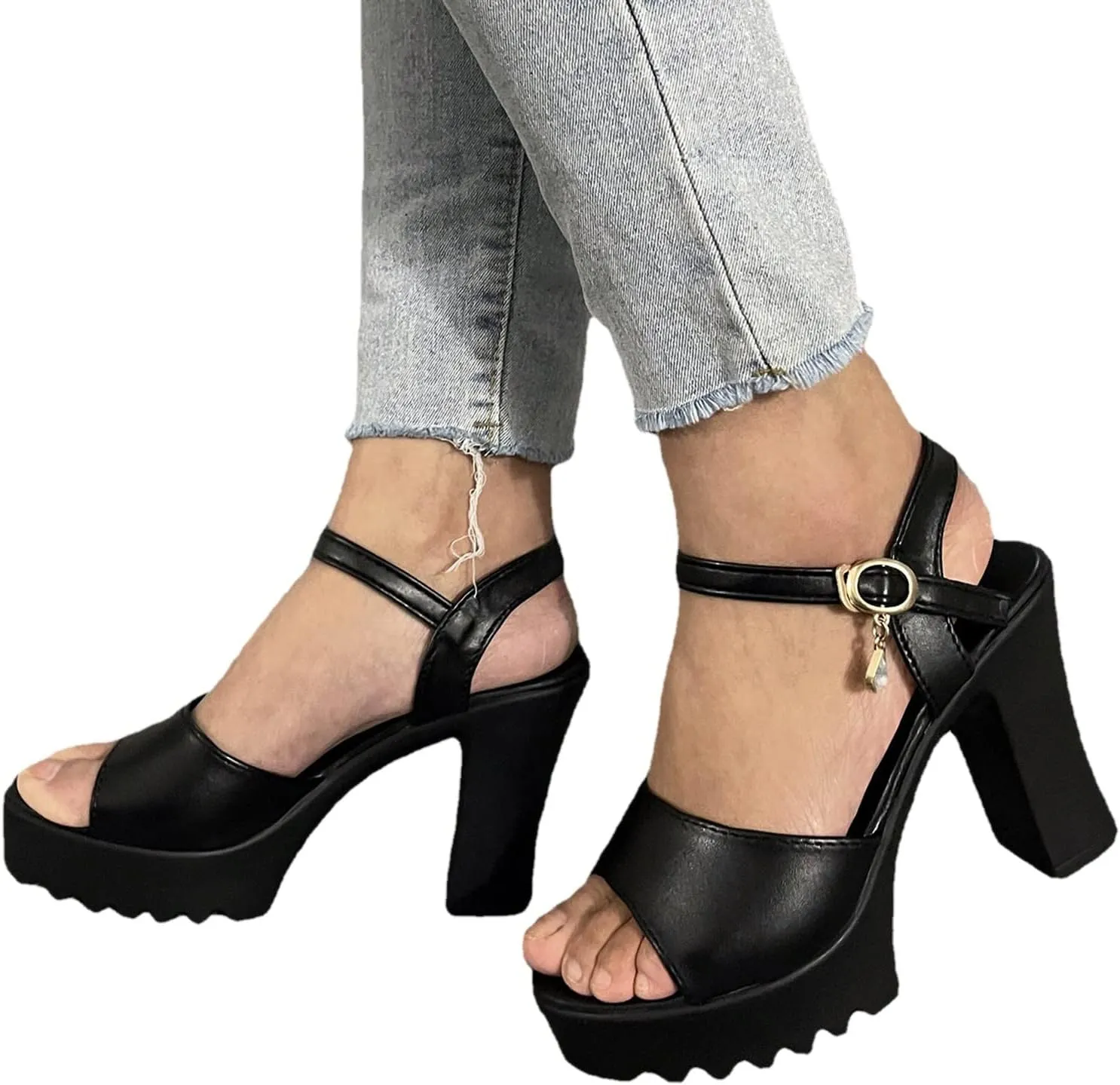 Sandals Fashion Chunky Casual Womens Breathable Lace Up Heels Shoes Women's sandals Womens High Heel Sandals Size 14