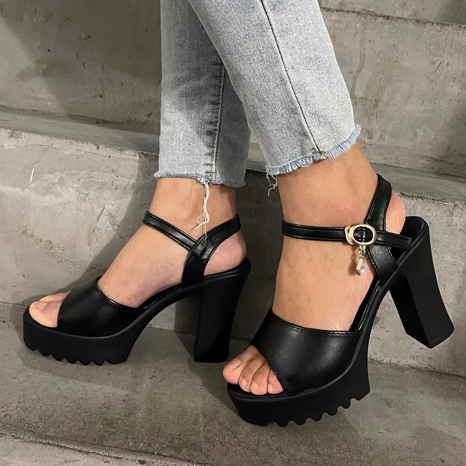 Sandals Fashion Chunky Casual Womens Breathable Lace Up Heels Shoes Women's sandals Womens High Heel Sandals Size 14