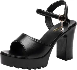 Sandals Fashion Chunky Casual Womens Breathable Lace Up Heels Shoes Women's sandals Womens High Heel Sandals Size 14