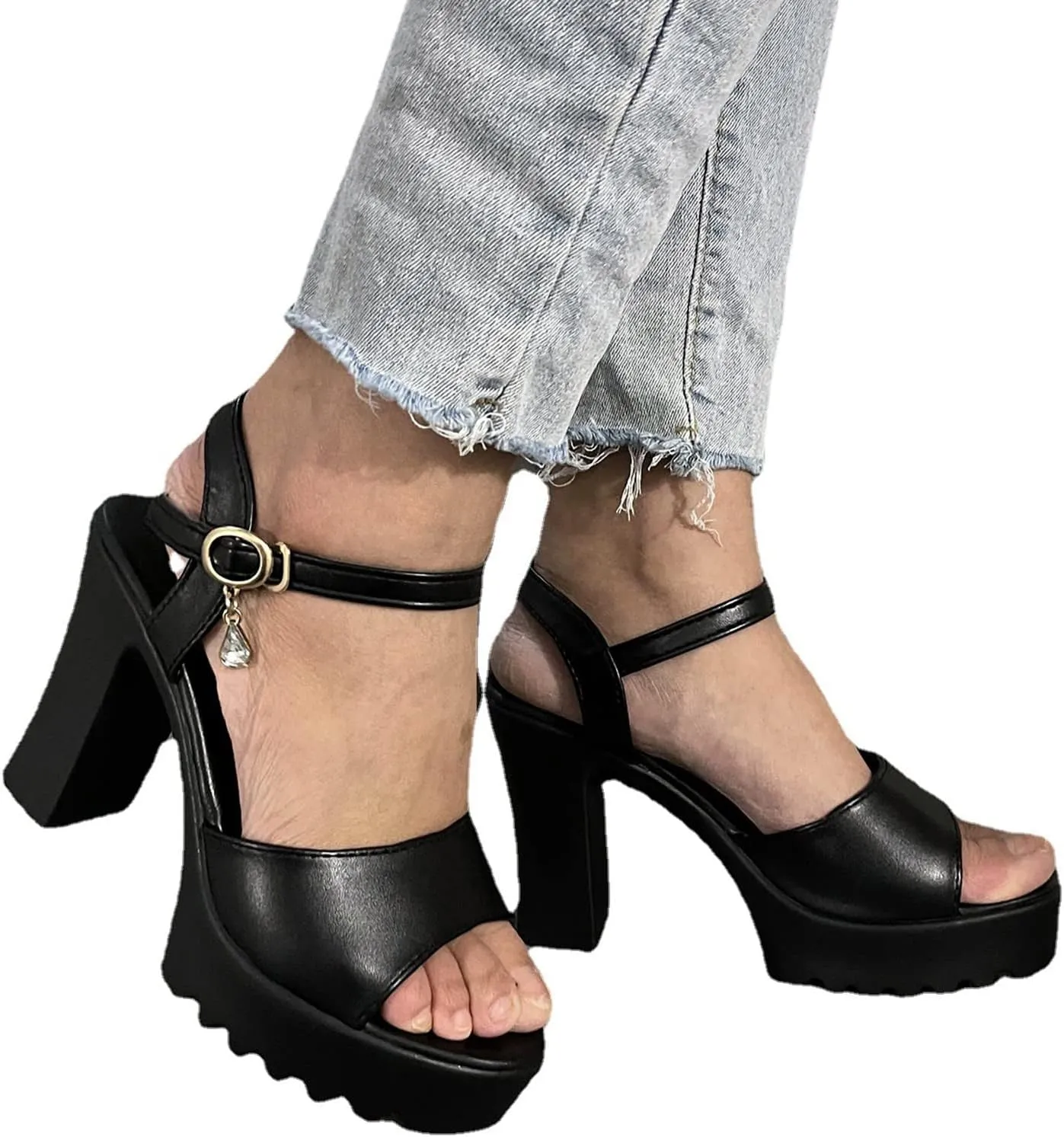 Sandals Fashion Chunky Casual Womens Breathable Lace Up Heels Shoes Women's sandals Womens High Heel Sandals Size 14