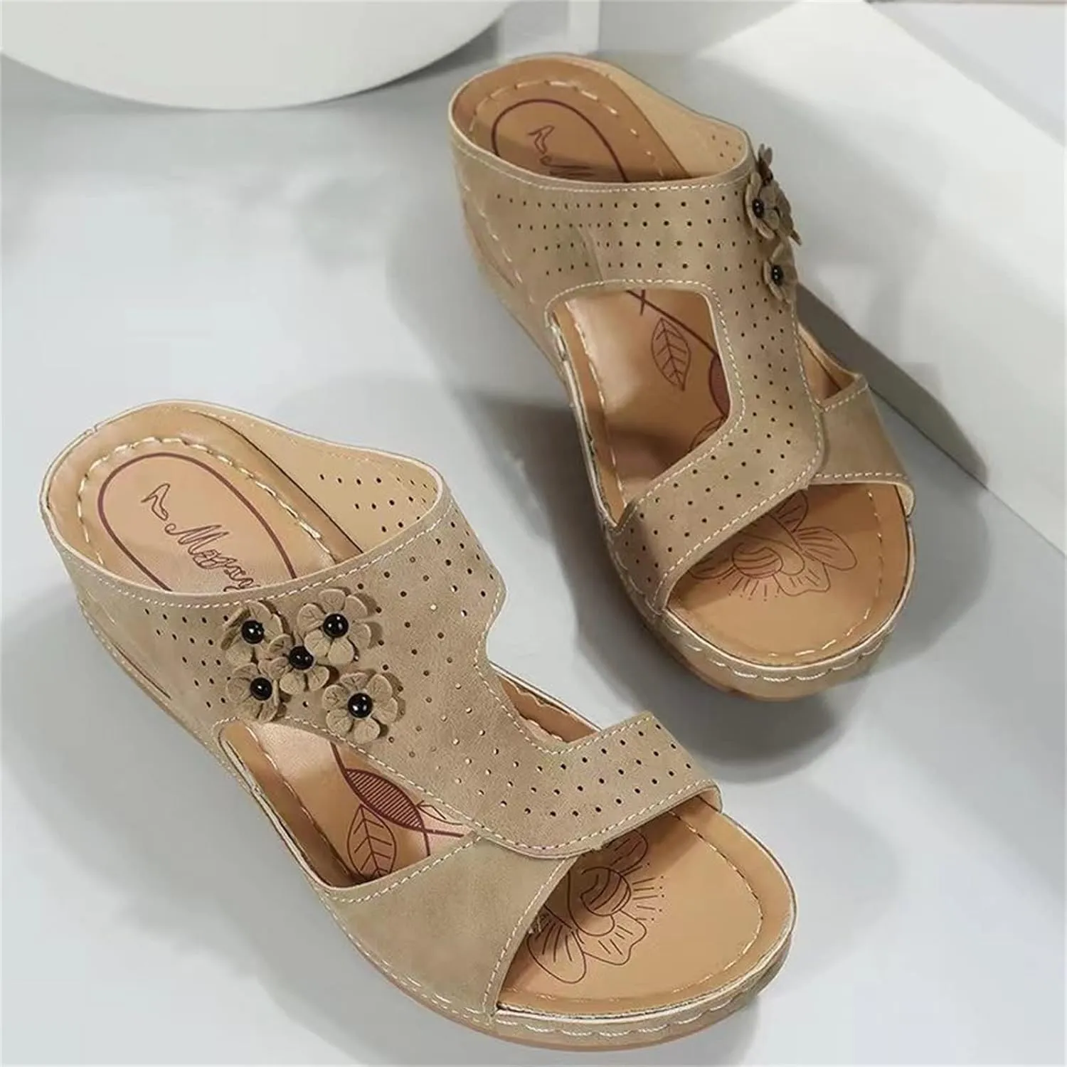 Sandals Women Comfortable Dressy Wedge Sandals Fashion Orthotic Slides Lightweight Athletic Slip On Orthopedic Slippers