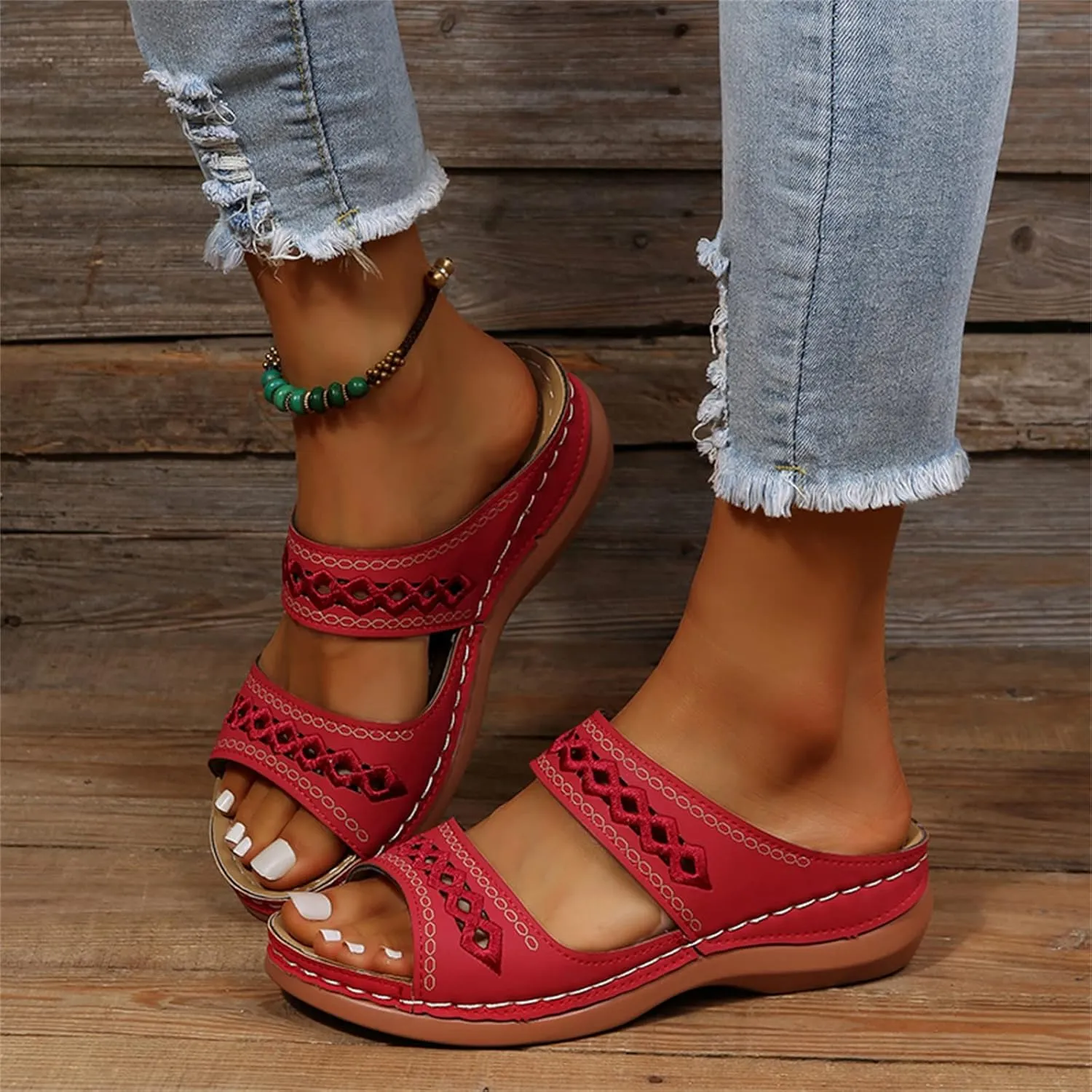 Sandals Women Dressy Summer Flat Island Cute Casual Beach Shoes Orthotic Flip Flops Slides Orthopedic Slippers 2025