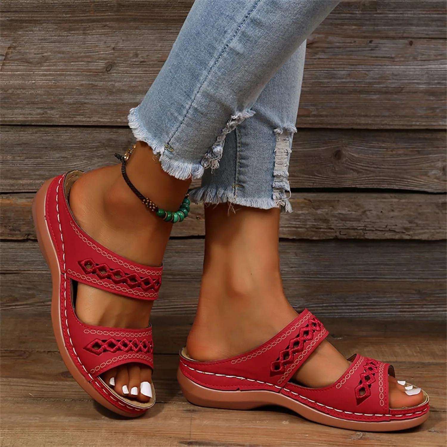 Sandals Women Dressy Summer Flat Island Cute Casual Beach Shoes Orthotic Flip Flops Slides Orthopedic Slippers 2025