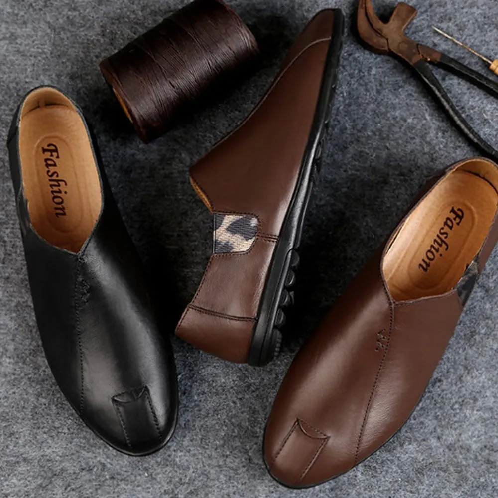 Santimon Men's Winter Loafers - Slip on Indoor Warm Mules Waterproof Outdoor Slipper Shoes with Fur Lining