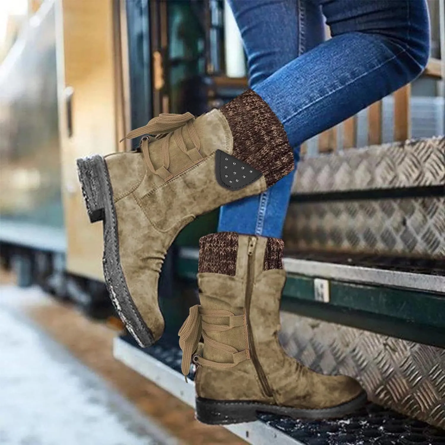 SBGMoSJ Slip on Winter Boots for Women Waterproof Womens 11.5 Extra Wide Width Non Slip Winter Boots Woman Boots Winter Short Womens Pull on Winter Boots 8.5 Waterproof Winter Boots Youth