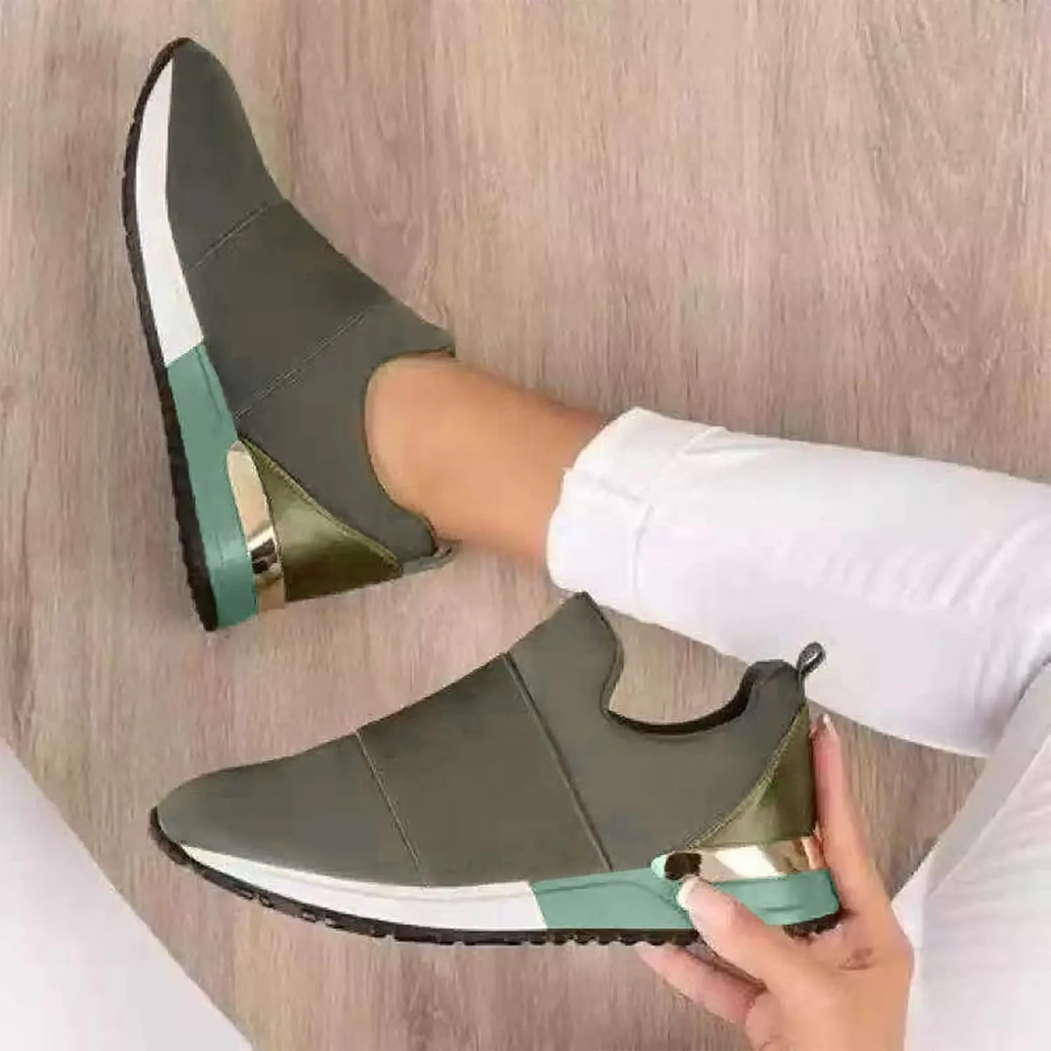 SBGMoSJ White Platform Sneakers for Women Wide Zapatillas Blancas para Mujer Elegantes Womens Black Athletic Shoes Size 9 Plantar Fasciitis Work Shoes Women Non Slip Women's Hiking Shoes Wide Width