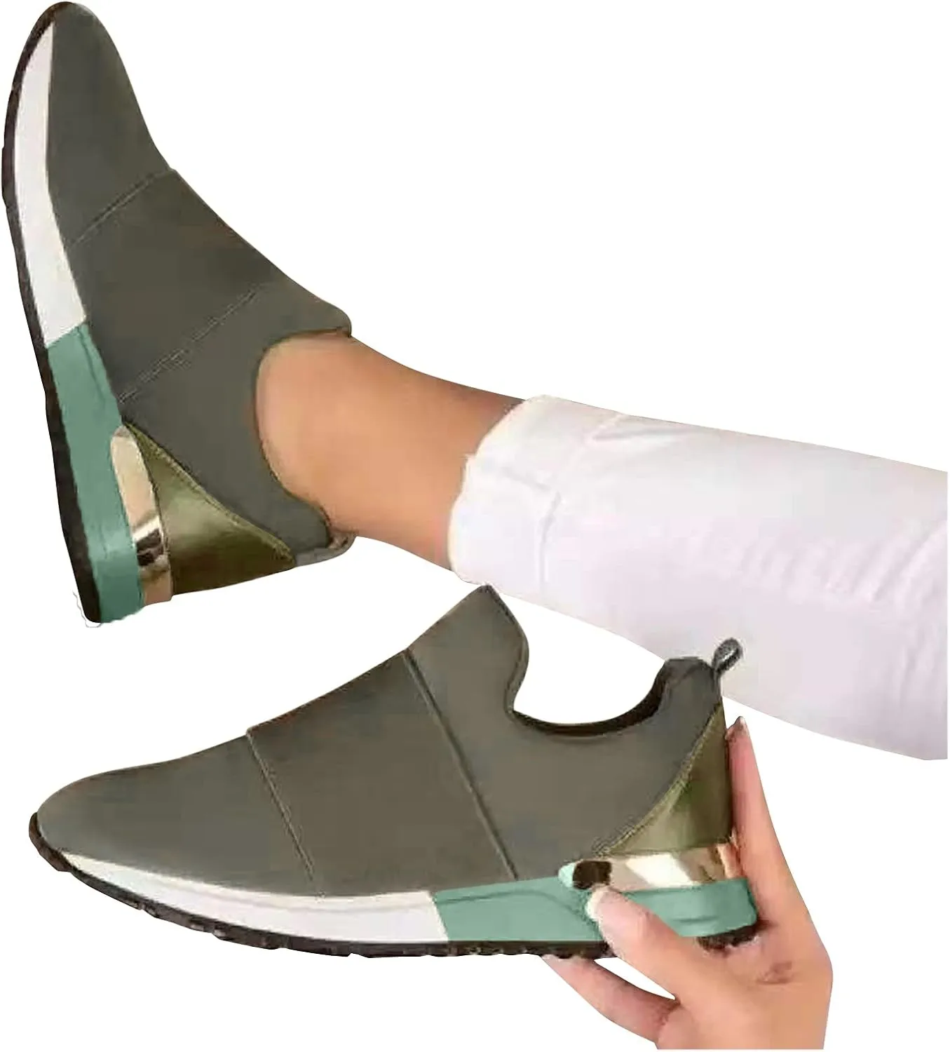 SBGMoSJ White Platform Sneakers for Women Wide Zapatillas Blancas para Mujer Elegantes Womens Black Athletic Shoes Size 9 Plantar Fasciitis Work Shoes Women Non Slip Women's Hiking Shoes Wide Width