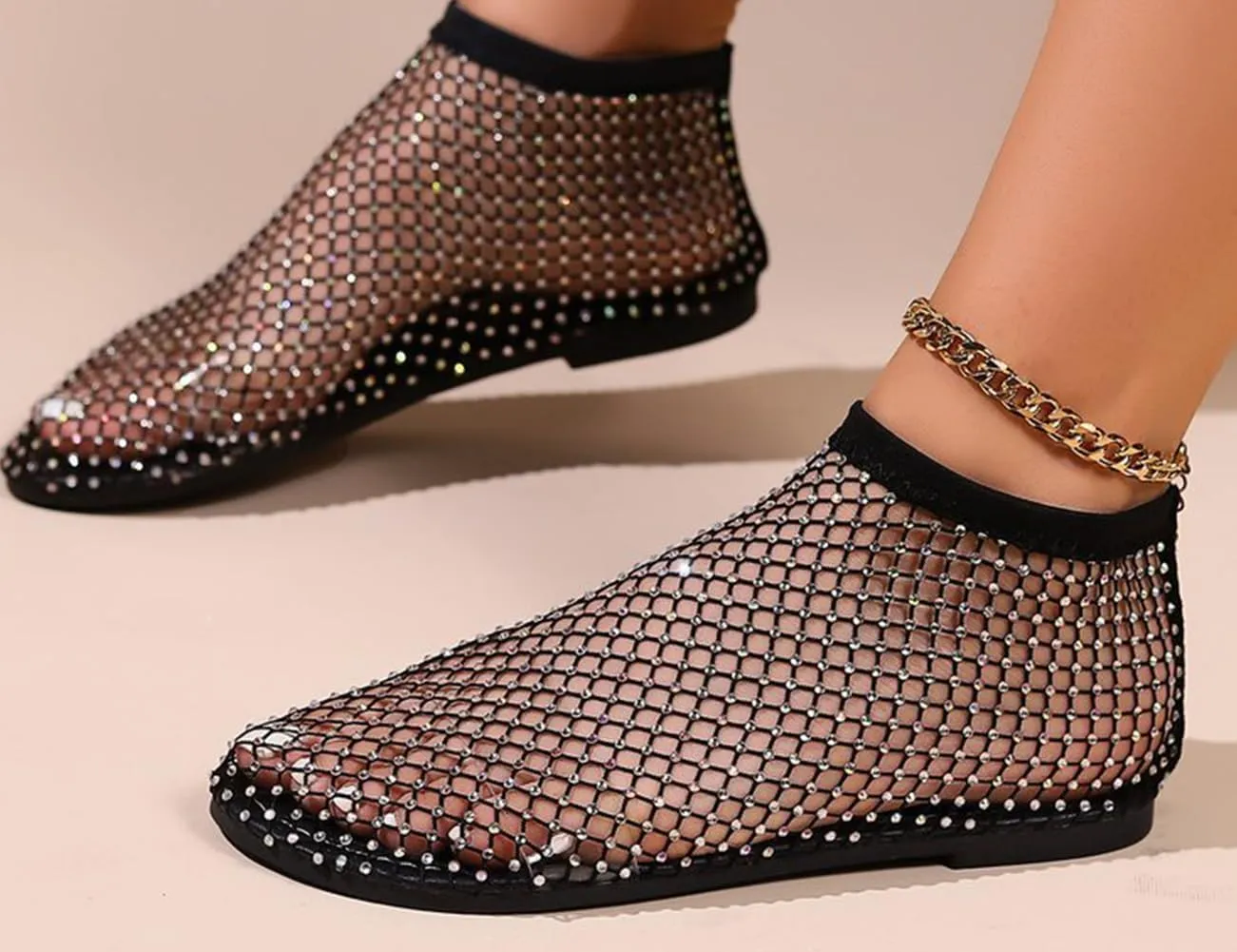 Shiny Gem Mesh Flats Women,Glittery Stretchy Net Shoes Women Ultra Comfortable Shiny Gem Mesh Flats Sparkle Shoe,Sexy Flat Cutout Sparkly Casual Wedding Dress Flats Slip On Sandals