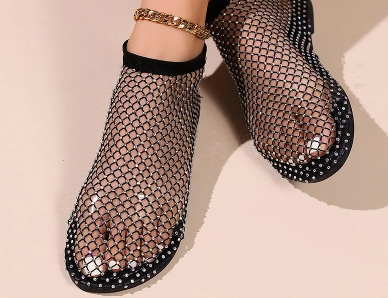 Shiny Gem Mesh Flats Women,Glittery Stretchy Net Shoes Women Ultra Comfortable Shiny Gem Mesh Flats Sparkle Shoe,Sexy Flat Cutout Sparkly Casual Wedding Dress Flats Slip On Sandals