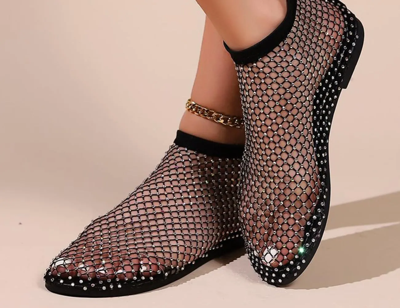 Shiny Gem Mesh Flats Women,Glittery Stretchy Net Shoes Women Ultra Comfortable Shiny Gem Mesh Flats Sparkle Shoe,Sexy Flat Cutout Sparkly Casual Wedding Dress Flats Slip On Sandals