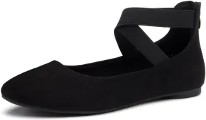 Shoe Land Women's Flats  Dressy & Casual Almond Toe Flat Shoes with Elastic Ankle Strap, Comfortable Slip-On Ballet Flats for Work, Office & Special Occasions