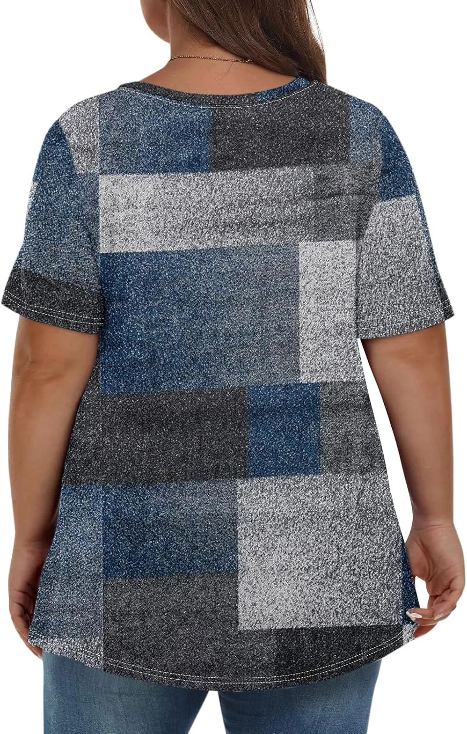 Short Sleeve Tops for Women Summer Plus Size Tops Tunic V Neck Shirts Soft Blouse Loose Clothing Business Casual
