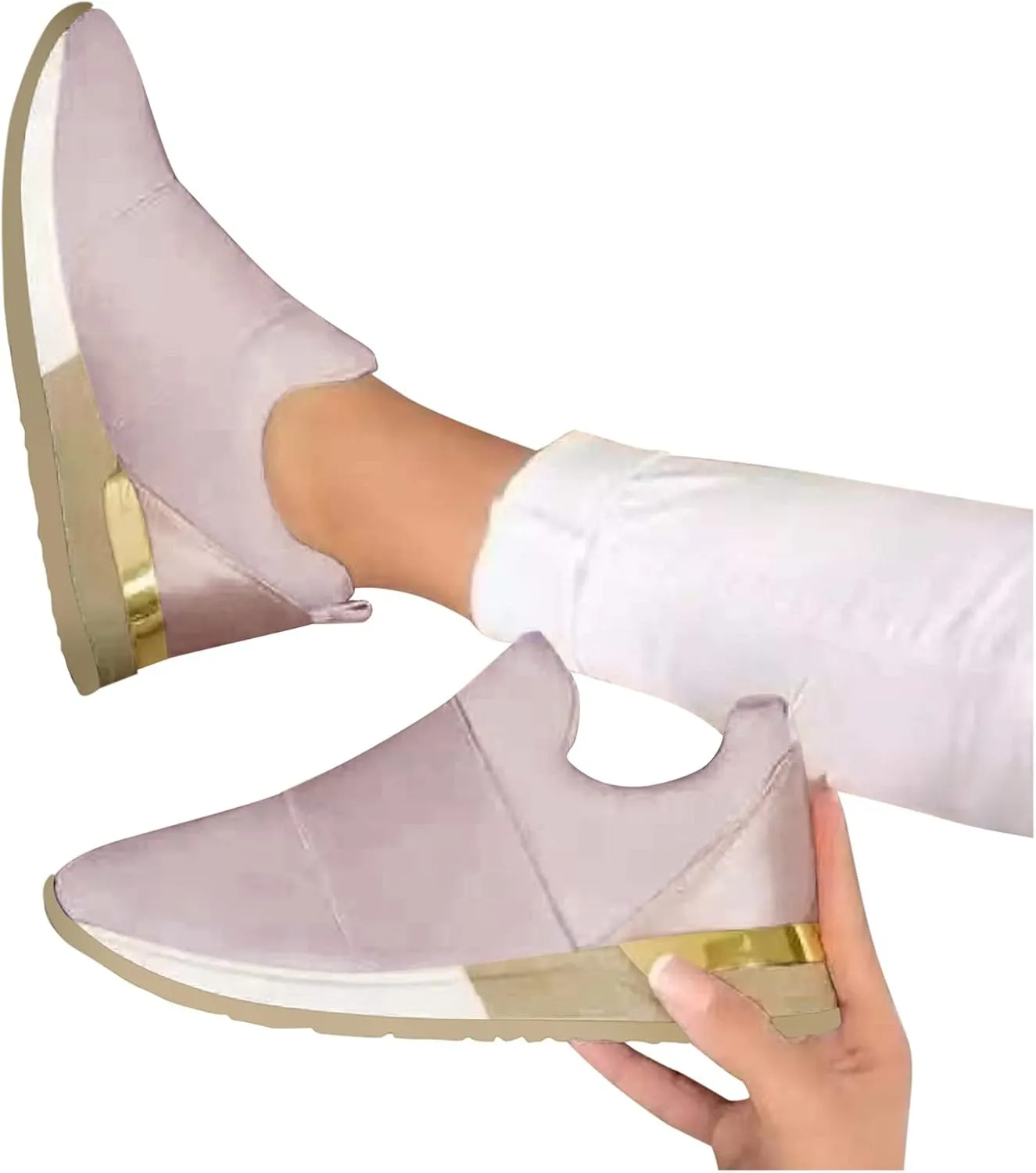 Silver Wedge Sneakers for Women Dressy Zapatos De Tacones para Mujer Elegantes Negros Walking Shoes for Women Wide Width Slip On Womens White Platform Sneakers Zapato Ortopedico Con Arco para Mujer